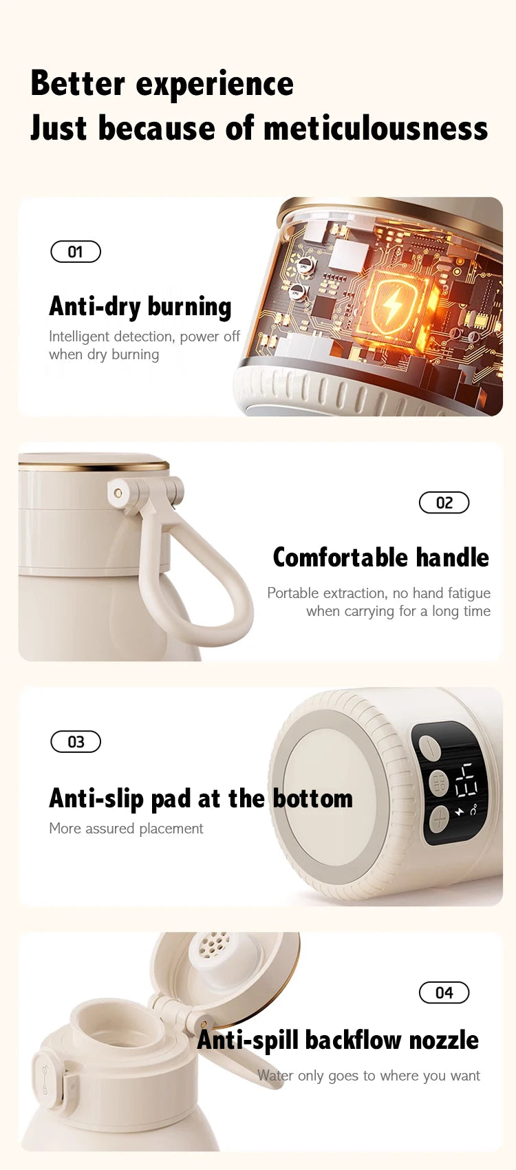 2025 New Upgrade Wireless Boiling Water Fast Heating Baby Bottle Warmer Travel  Baby Milk Bottle Warmer Portable Milk Warmer