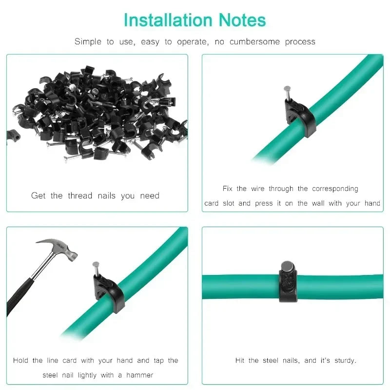 600PCS Cable Wire Clips 4mm to 12mm Electrical Cord Tie Holders for Organizing Cables Plant Climbing and Wall Mounting