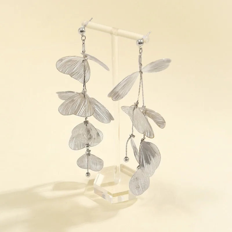 Luxury  Big Flower Leaf Tassel Necklace