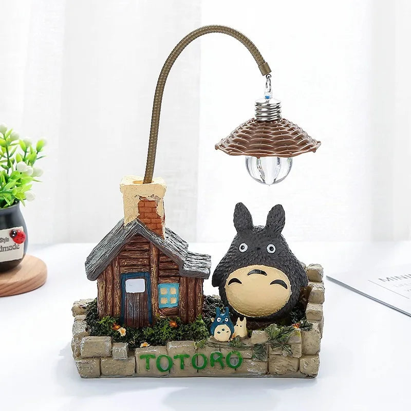 Cartoon Anime Wooden House Grass House Small Night Light Room Desk Office Decoration Small Night Light Ornament Birthday Gift