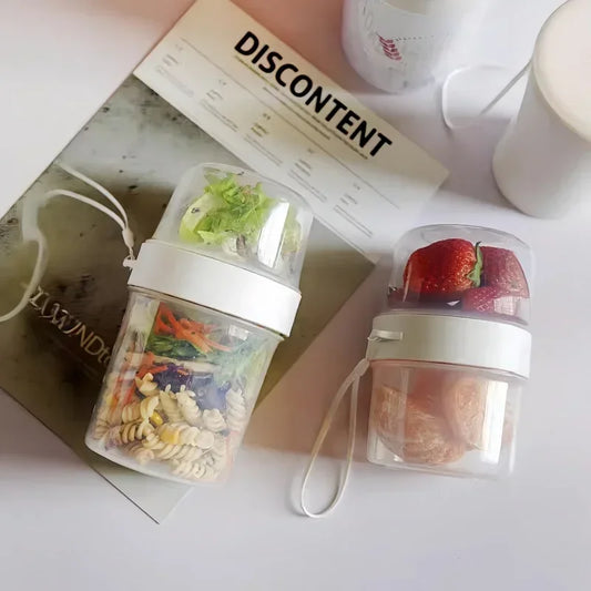 Carry Breakfast Cup Salad Cups Portable Yogurt Cereal Oatmeal Snacks Parfait Containers Salad Dressing Holders with Lid Forks