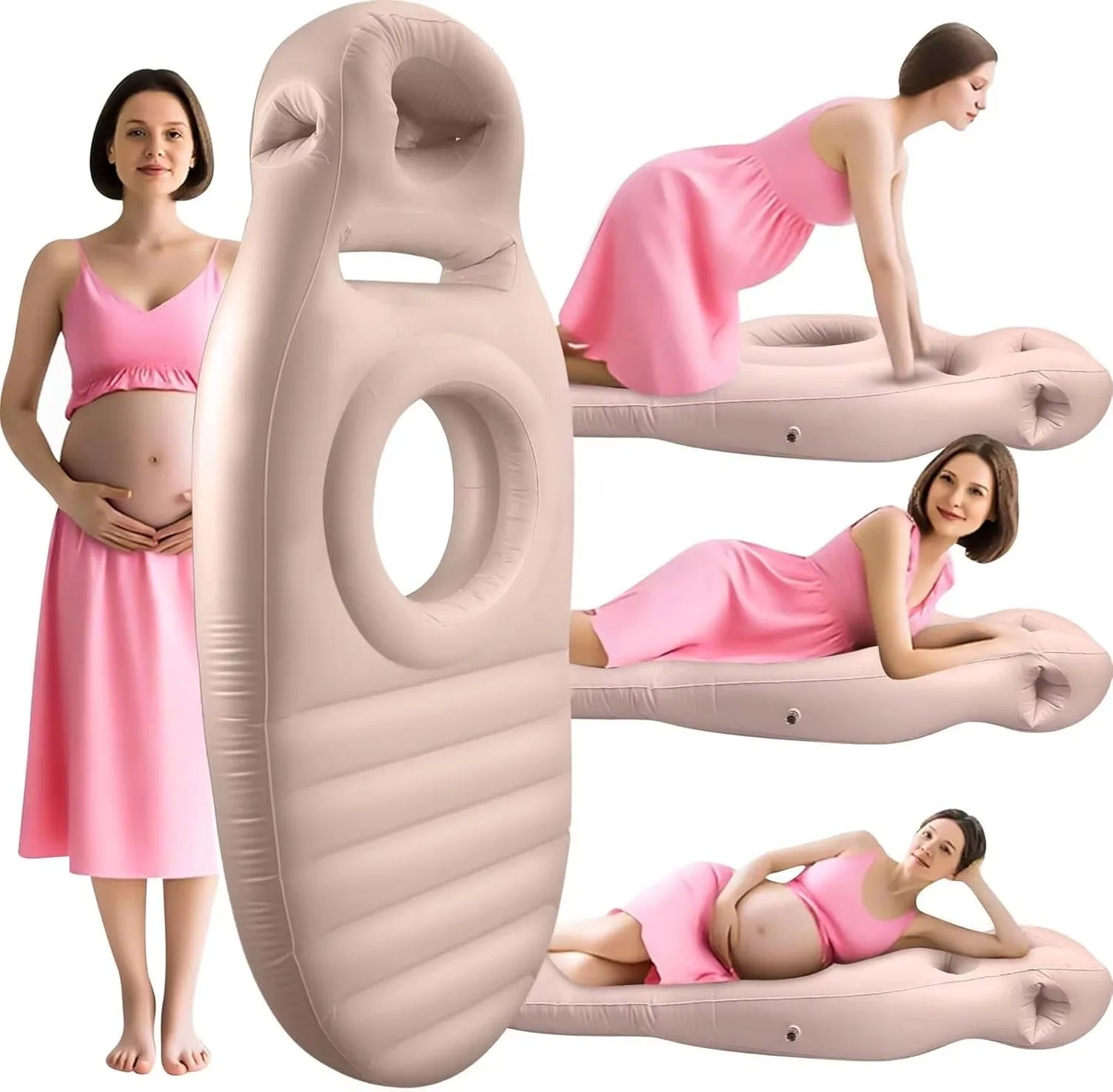 Inflatable Pregnancy Pillow with Abdominal and Head Holes -