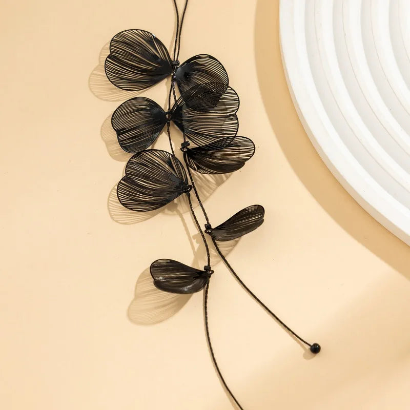 Luxury  Big Flower Leaf Tassel Necklace