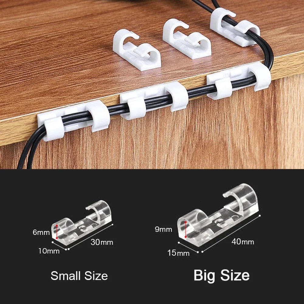Adhesive Cable Clips Data Cable Manager Wire Management Organizer for Desk Office Car Home Wire Clip Clamp Self-Adhesive Sticker