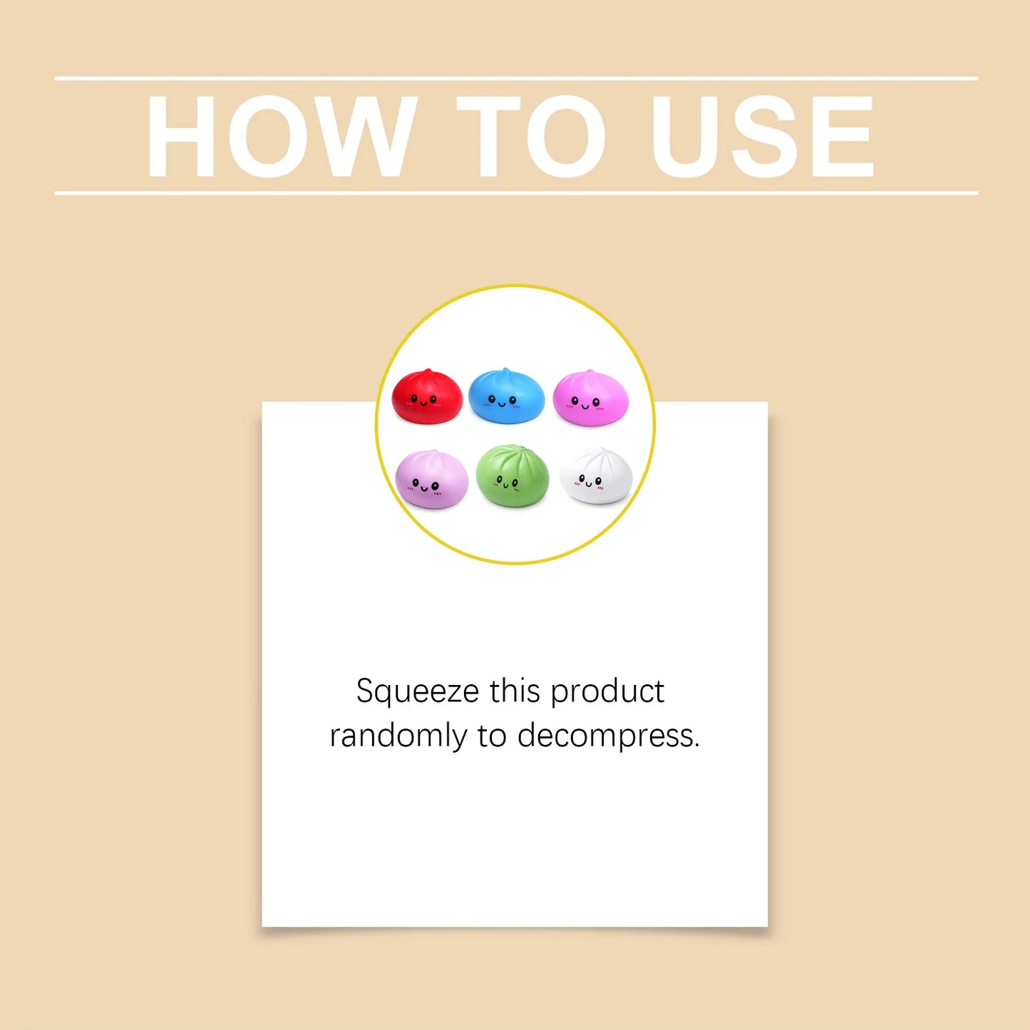 Squishy Dumpling Stress Relief Toy Anti-Anxiety Reduce Pressure Reusable Colorful Realistic Toys Cute Dumpling Soft Fidget Toy