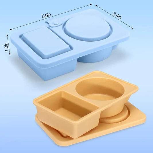 Silicone Snack Containers with Lids Multi-Purpose Food Snack Boxs Reusable Double Compartment Dipping Sauce Cups