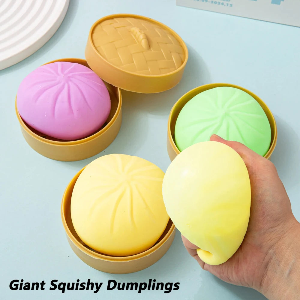 Giant Squishy Dumplings Stress Relief Fidget Toy Colorful Simulation Food Steamed Stuffed Bun Dough Toys Slow-rise Squeeze Toy