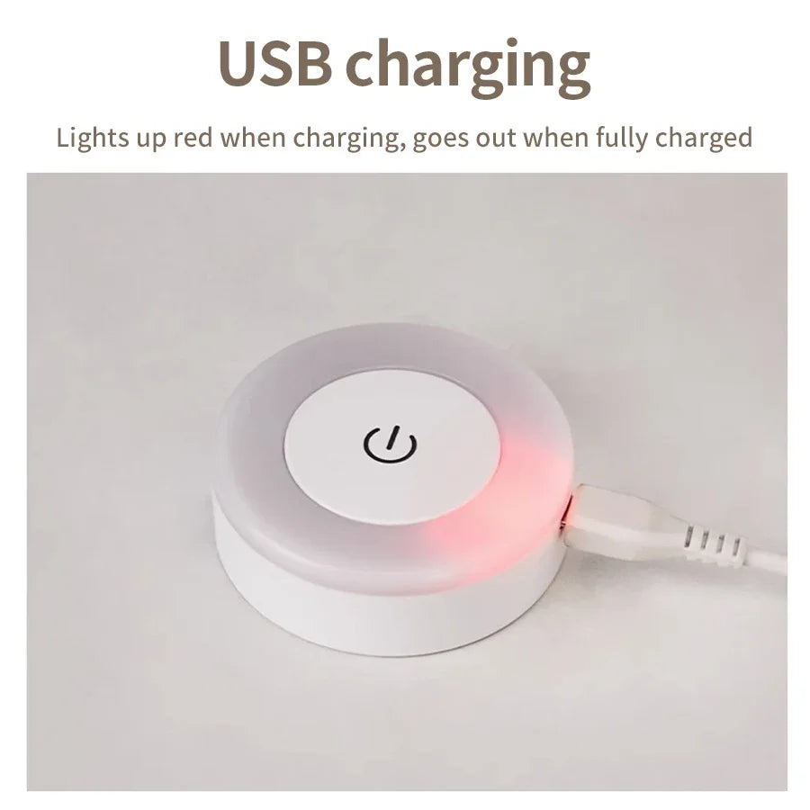 LED Night Light USB Rechargeable Night Lamp 3 Color Dimmable Wall Lamp Wireless Bedroom Kitchen Cabinet Wardrobe Staircase Lamp