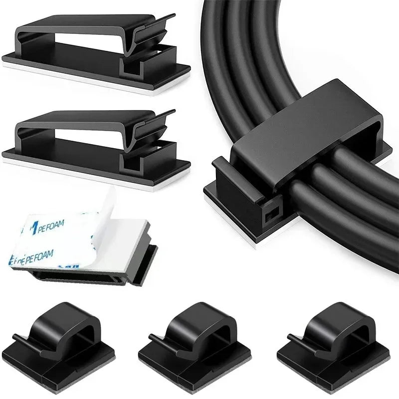 Self Adhesive Cable Clips Cord Management Wire Holder Organizer Clamp Desk Tidy Cable Manager in Car Home Office Clips