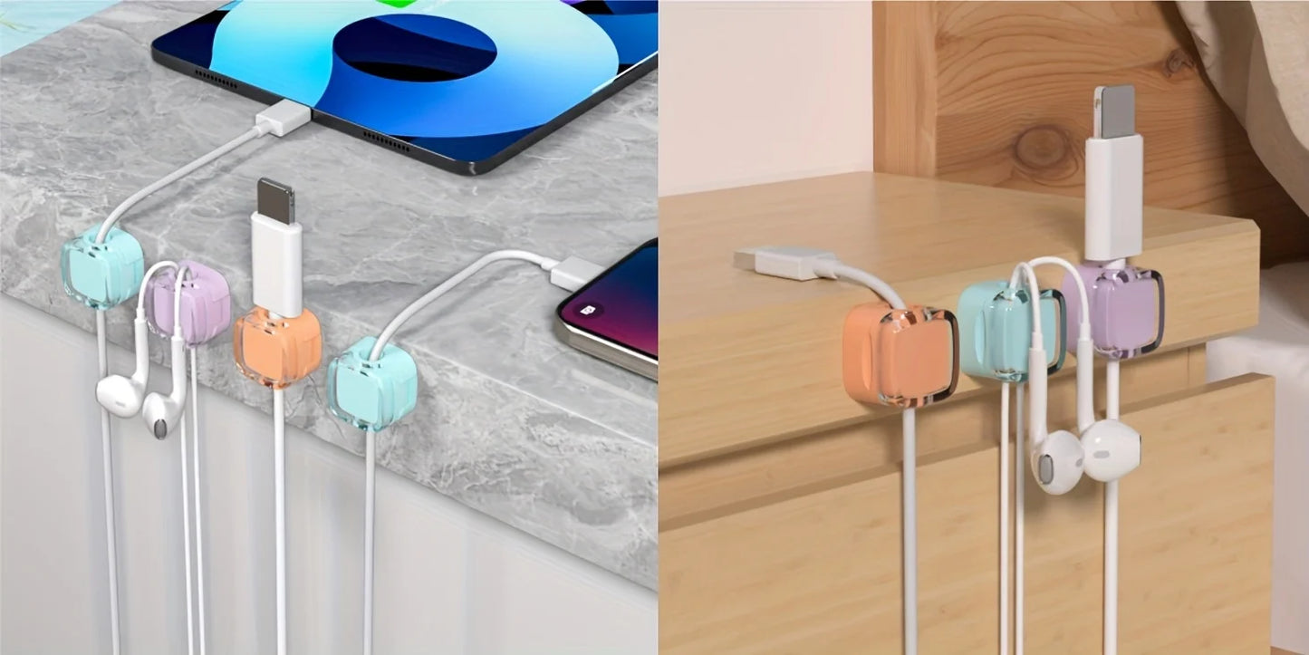 [Magnetic Cable Clips] 6-Pack Magnetic Cable Clips | Adjustable Adhesive Cord Holders, Strong Magnetic & Adhesive Base