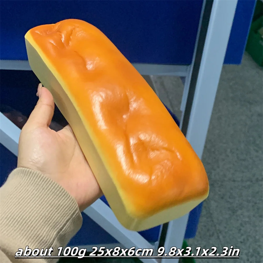 Finger Sticky 10x2.3inch Rectangular Cheese Sponge Fluff Cake Model Mousse Texture Soft Comfortably Thick Slow Bouncing Squishy