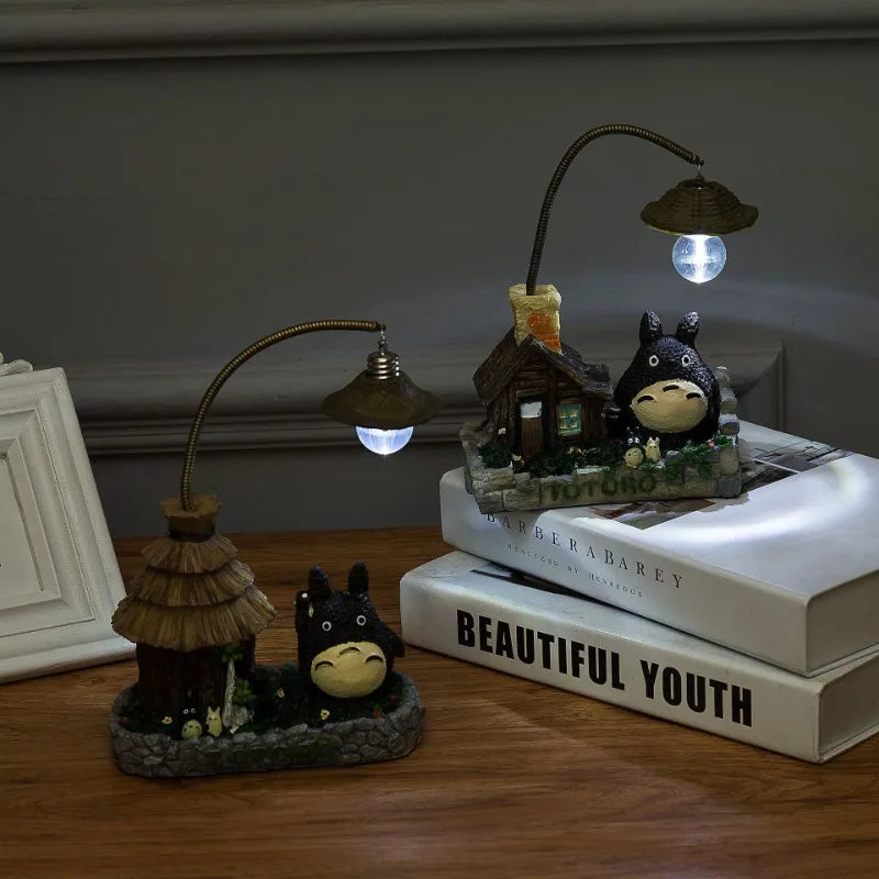 Cartoon Anime Wooden House Grass House Small Night Light Room Desk Office Decoration Small Night Light Ornament Birthday Gift