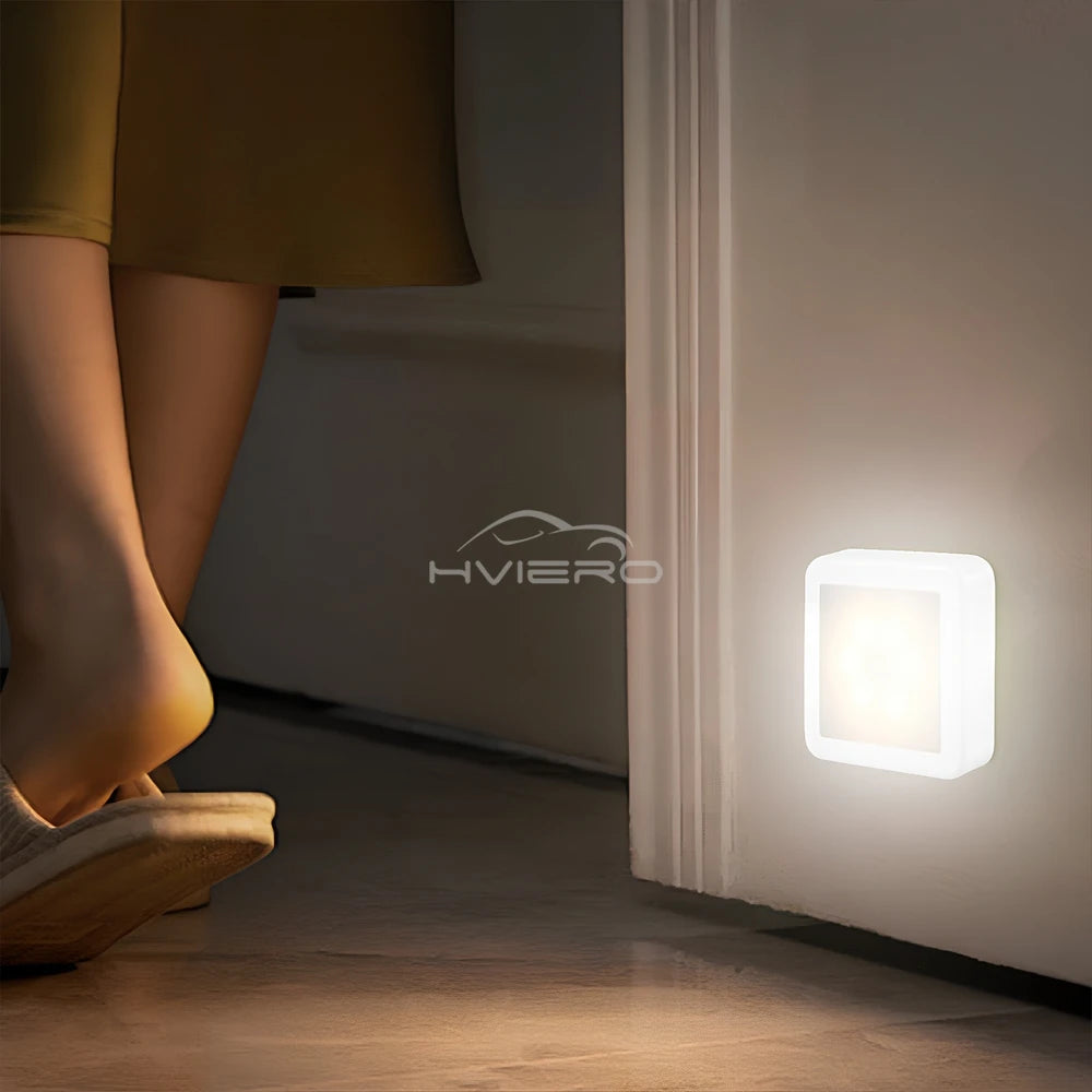 LED Night Light Smart Motion Sensor Battery USB Charging Operated Bedside Lamp Living Room Hallway Pathway Toilet Home Lighting