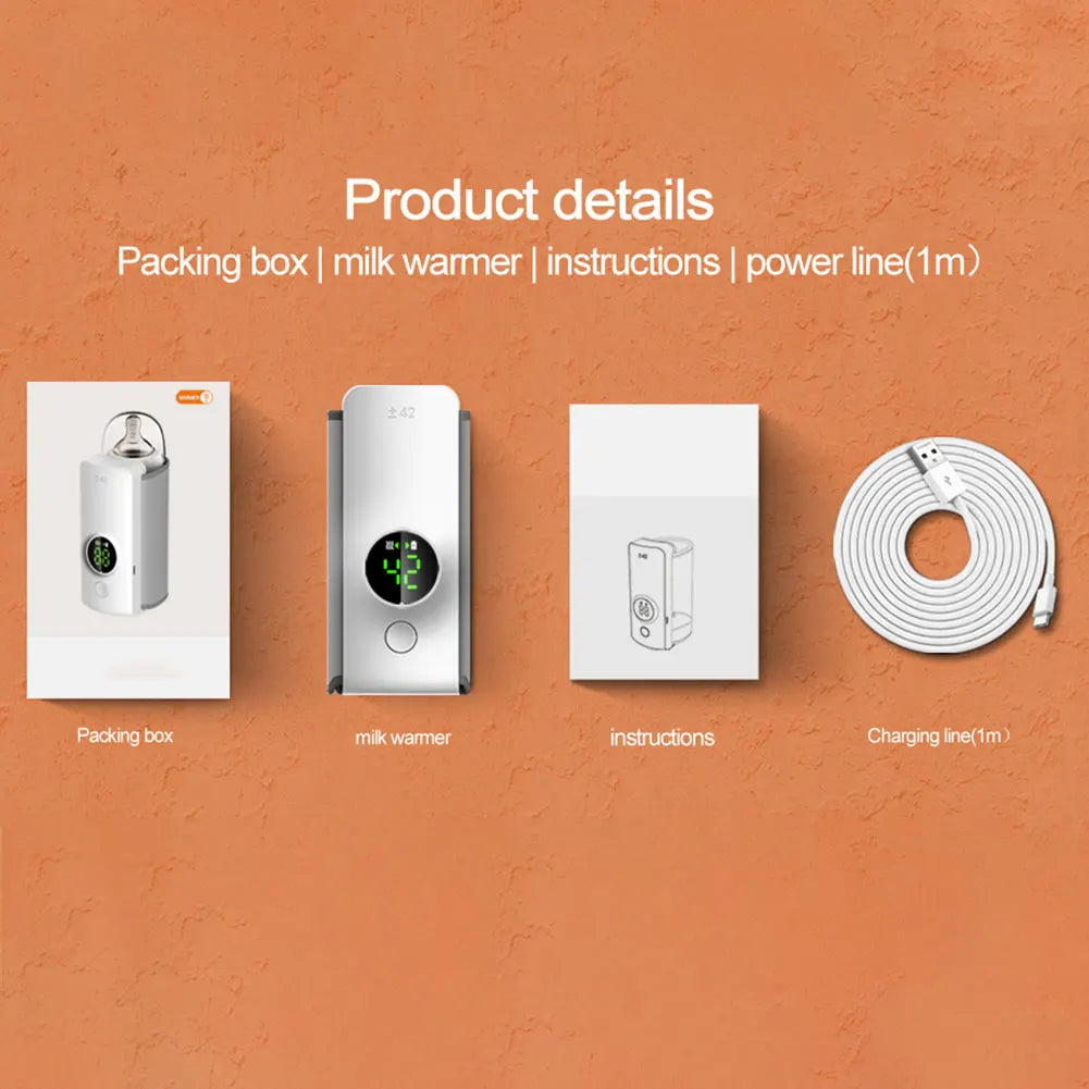 6000mAh USB Portable Rechargeable Milk Warmer for Baby Outdoor Constant Temperature Bottle Insulation Cover and Milk Heating