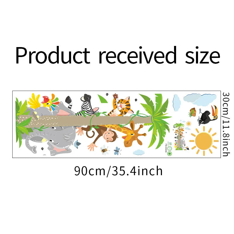 Cartoon Leaf Tree Elephant Giraffe Monkey Children's Bedroom Kindergarten Wall Decoration Wall Stickers Room Decoration