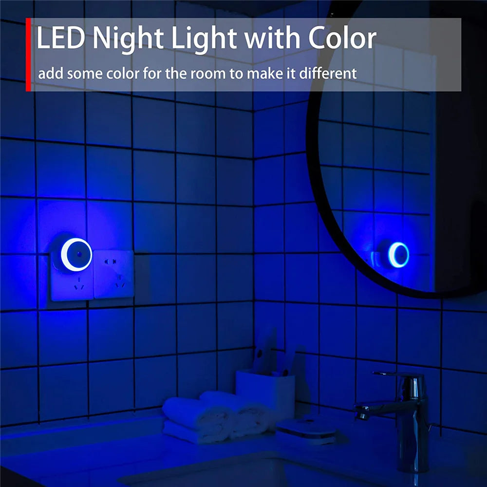 LED Night Light Smart Night Sensor Round Plug in Wall Night