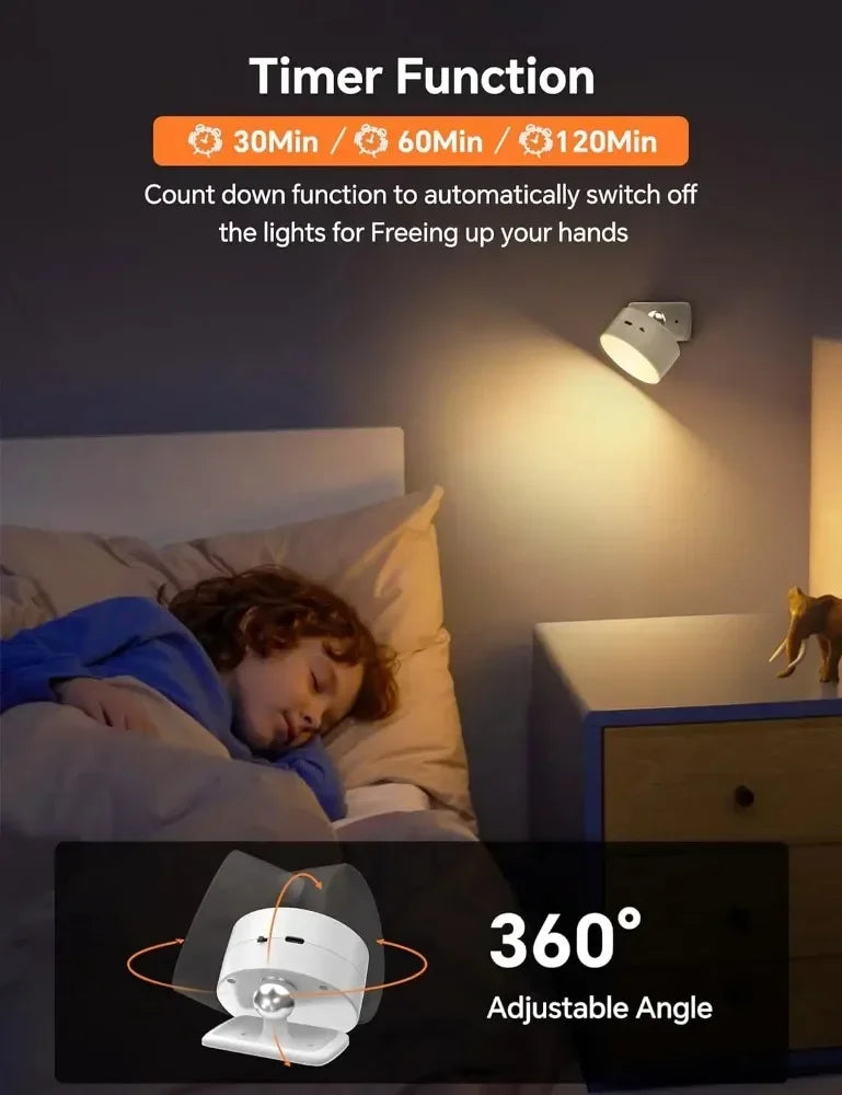 Wall Lights Battery Operated 360° Rotatable Touch Control Wall lamp