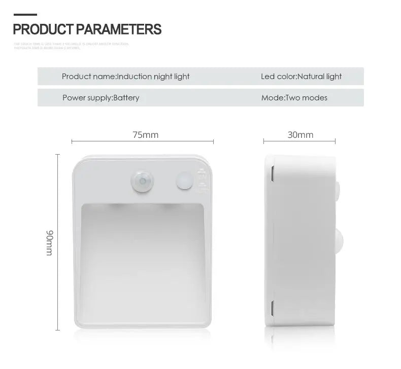 AA Battery Powered Wall Lamp, PIR Motion Sensor, Auto On, Off, Cabinet, Stairs Lighting