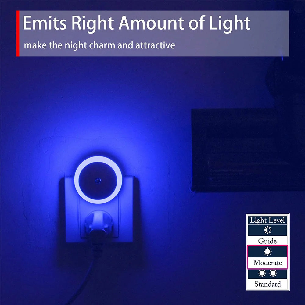 LED Night Light Smart Night Sensor Round Plug in Wall Night