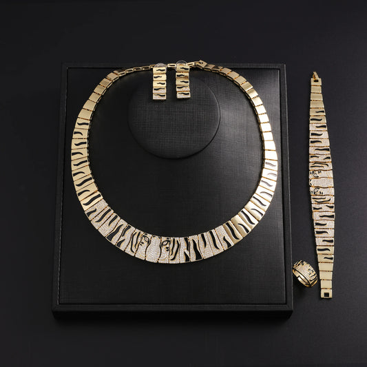 4Piece Jewelry SetNecklace Earrings Bracelets Rings