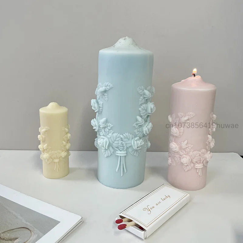 Rose Flower Bouquet Scented Candle Silicone Mold DIY Handmade Handicrafts Candle Making Plaster Soap Mould Home Decoration Tools