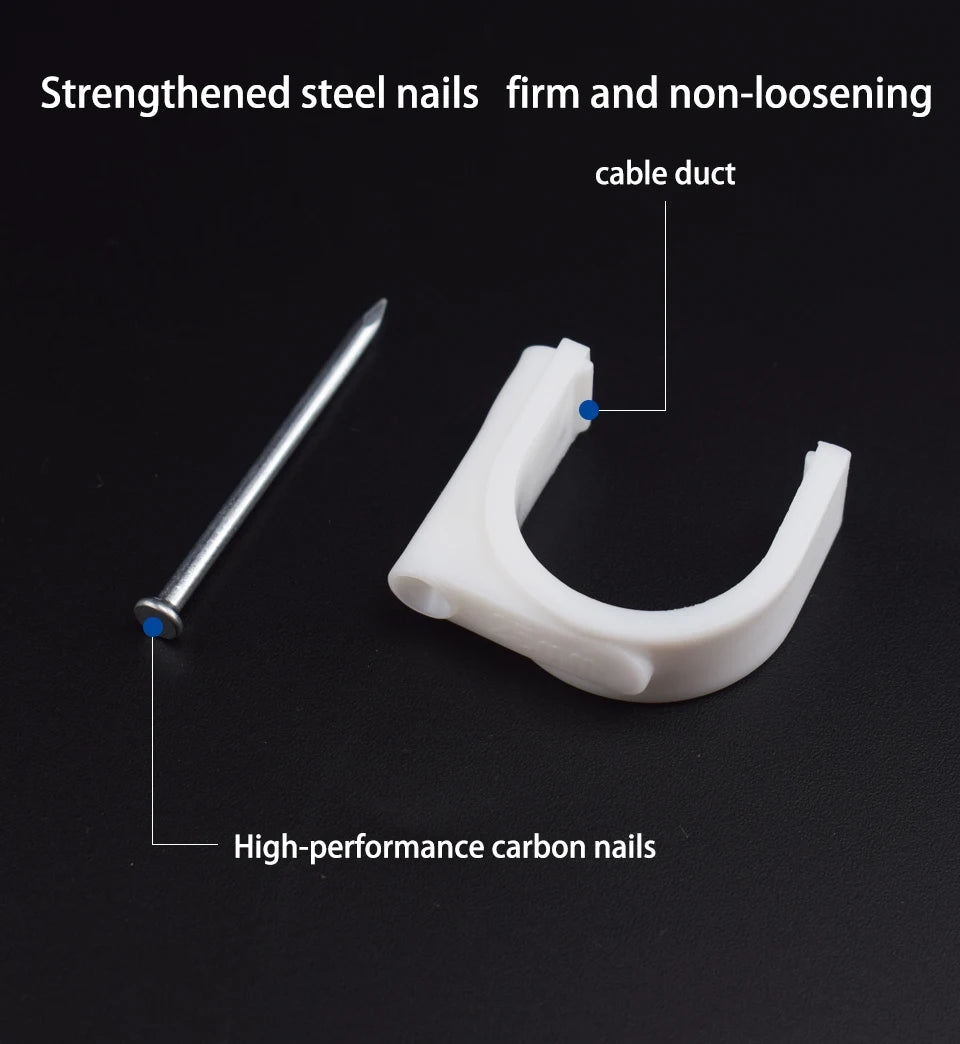100pcs Cable Clips 4/6/8/10/12/14/16/20mm Cable Wire Clips Nail In Cable Clips Cable Tacks Coaxial Nail Clamps Nails For Cords