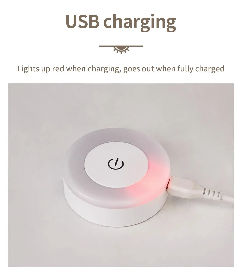 LED Night Light USB Rechargeable Night Lamp 3 Color Dimmable Wall Lamp Wireless Bedroom Kitchen Cabinet Wardrobe Staircase Lamp