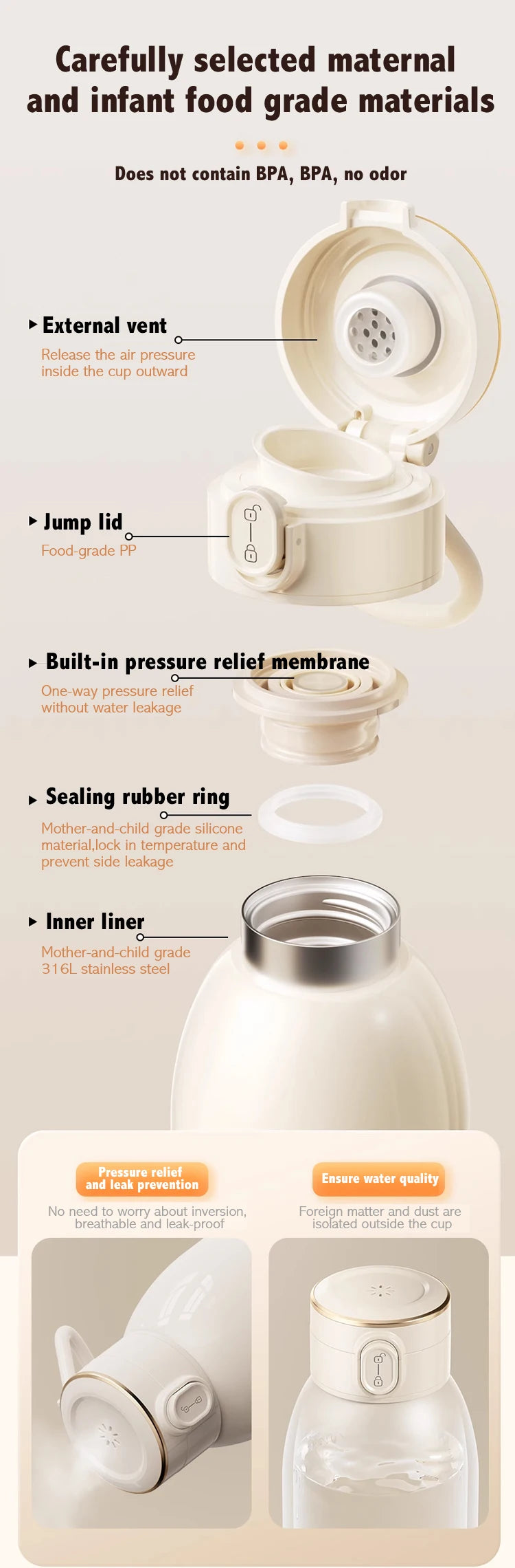 2025 New Upgrade Wireless Boiling Water Fast Heating Baby Bottle Warmer Travel  Baby Milk Bottle Warmer Portable Milk Warmer