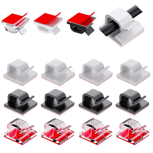 50pcs Self Adhesive Outdoor Cable Clips Light Clip Decoration Cord Management  Clamps Cable For Fairy Light Car, Office And Home