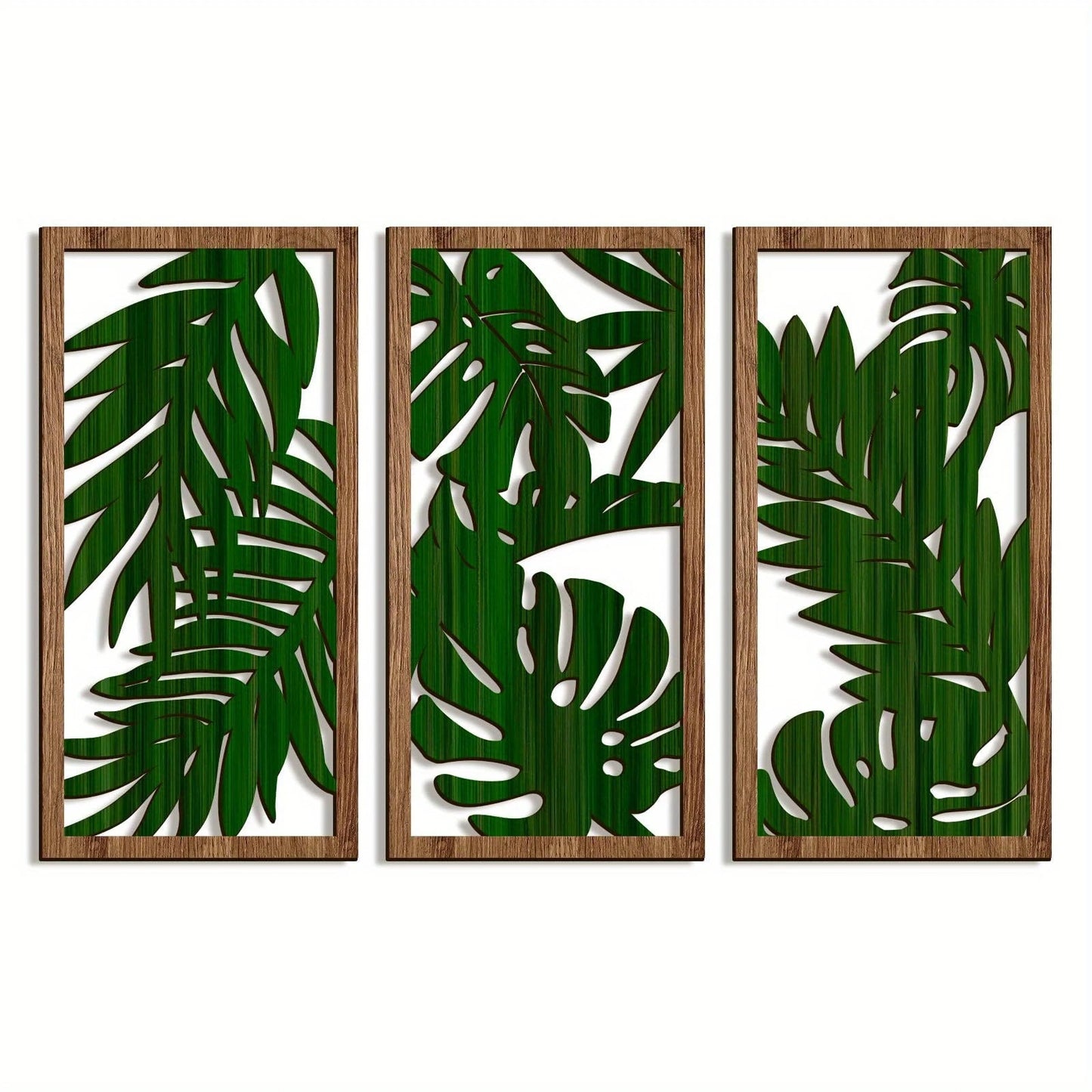 3pcs 40cmX20cmBoho style Hollow Wood Retro Rustic Leaf Pattern Wall Hanging Art Living Room Bedroom Wall Hanging Home Decoration