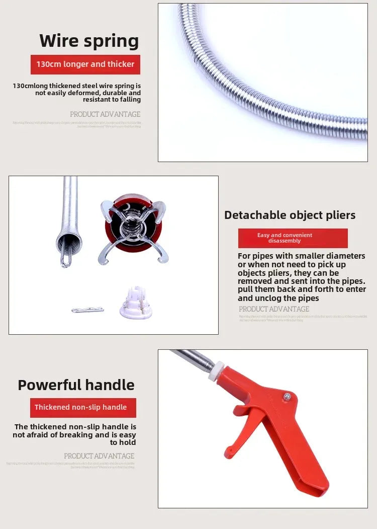 Toilet Unclogger Tool Pipeline  Drain Unblocking Kit One-Stop Plumbing Cleaning Solution Floor Drains  Sewers Efficient Durable