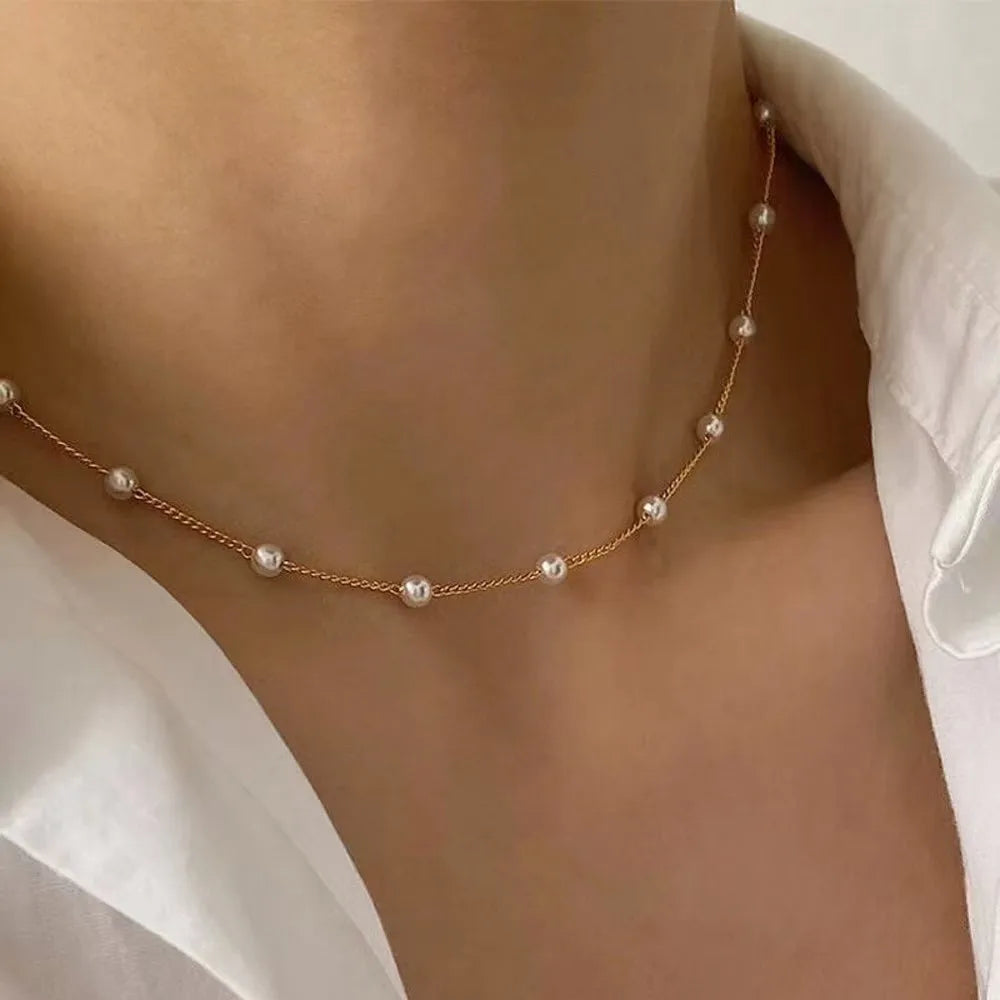 beaded pearl lace gold gothic pendant collar necklace -
