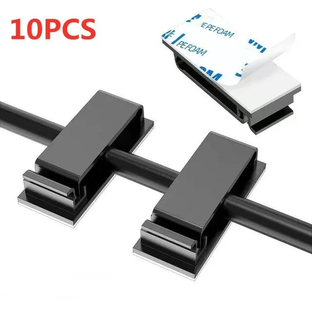 Cable Clips Self Adhesive Cord Management Black Wire Holder Organizer Clamp Self-adhesive Car Wire Clip Accessories