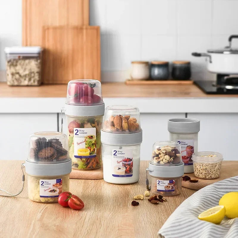 Carry Breakfast Cup Salad Cups Portable Yogurt Cereal Oatmeal Snacks Parfait Containers Salad Dressing Holders with Lid Forks