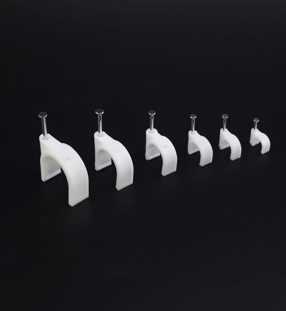 100pcs Cable Clips 4/6/8/10/12/14/16/20mm Cable Wire Clips Nail In Cable Clips Cable Tacks Coaxial Nail Clamps Nails For Cords
