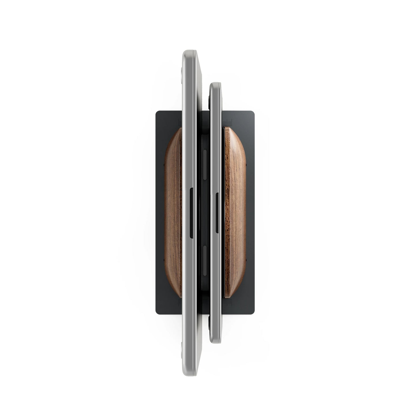 HPERGO Vertical Laptop Stand Dual Slot Walnut Wooden Laptop Holder Vertical for Desk Width Adjustable Dock