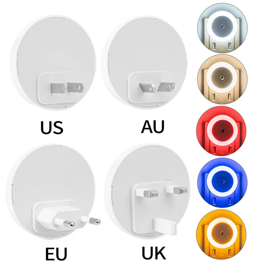 LED Night Light Smart Night Sensor Round Plug in Wall Night