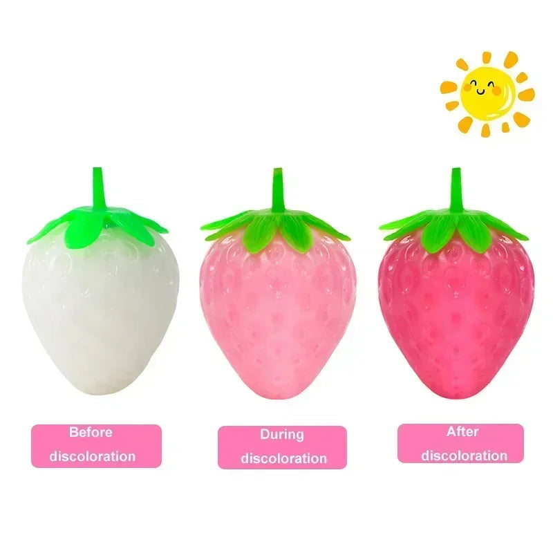 Color Changing Squishy Strawberry  Stress Relief Fidget Toy for Kids    Sensory Play