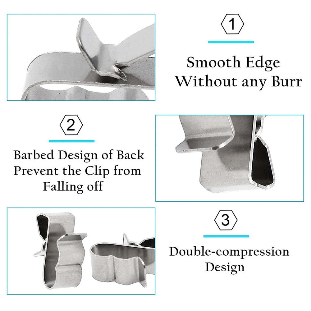 10/30/100Pcs Wire Clips Cable Trailer Photovoltaic Solar Panel Wire Clamps Clip Organizer Stainless Steel Management Harness Rop