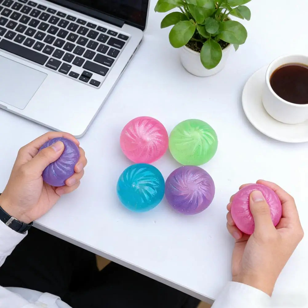 1/4PCS Squishy Stress Balls with Maltose Syrup Fun Gold Flour Buns Dumpling Shapes Antistress Fingertip Toys for Kids Gift