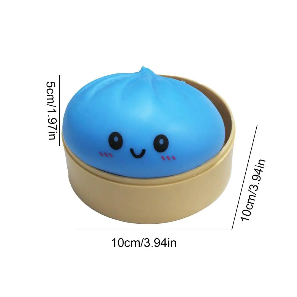 Colorful Dumpling Squishy Stress Relief Balls with Steamer Reusable Rebound Squeeze Reliever Toys Dough Ball  Home Office Gifts