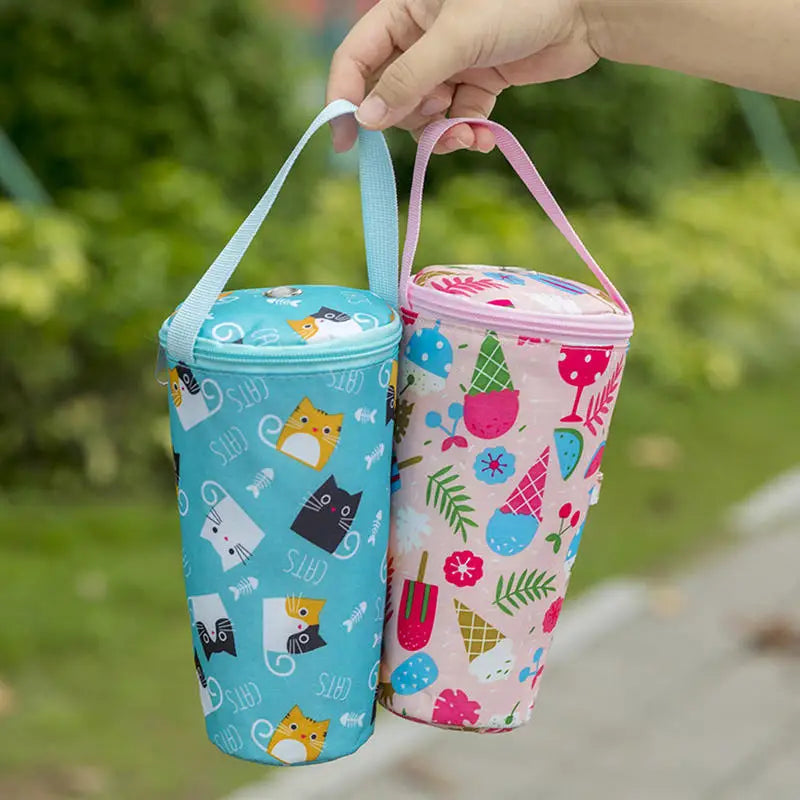 Baby Milk Bottle Insulation Bags Cartoon Portable Waterproof Feeding Bottle Thermal Bag Milk Warmer Cooler Stroller Hang Bags