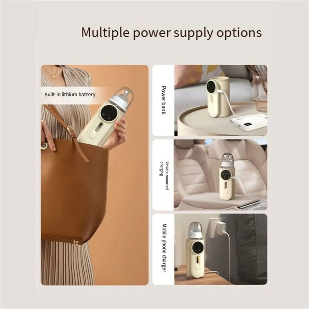 Punctual- Portable Baby Bottle Warmer Wireless Milk Heater with Constant Temperature Control USB Insulated Milk Cover for Travel