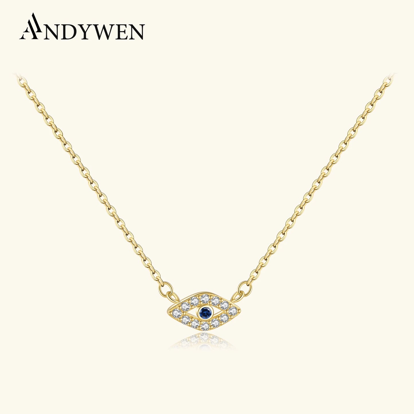 ANDYWEN Winter 925 Sterling Silver Gold Locky Eye Blue