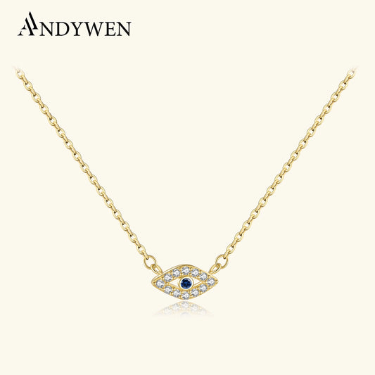 ANDYWEN Winter 925 Sterling Silver Gold Locky Eye Blue