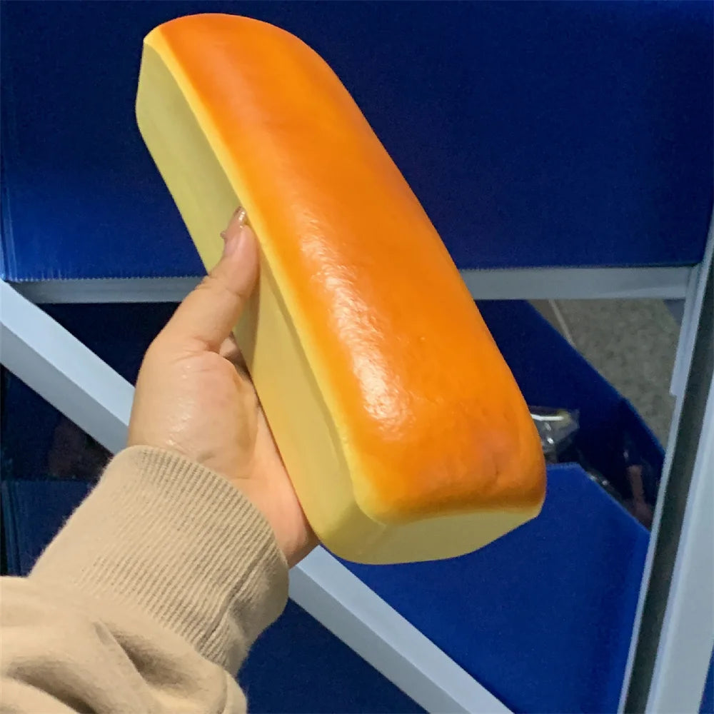 Finger Sticky 10x2.3inch Rectangular Cheese Sponge Fluff Cake Model Mousse Texture Soft Comfortably Thick Slow Bouncing Squishy
