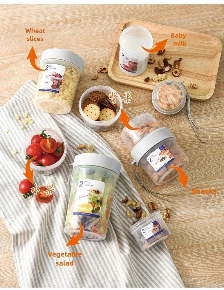 Carry Breakfast Cup Salad Cups Portable Yogurt Cereal Oatmeal Snacks Parfait Containers Salad Dressing Holders with Lid Forks