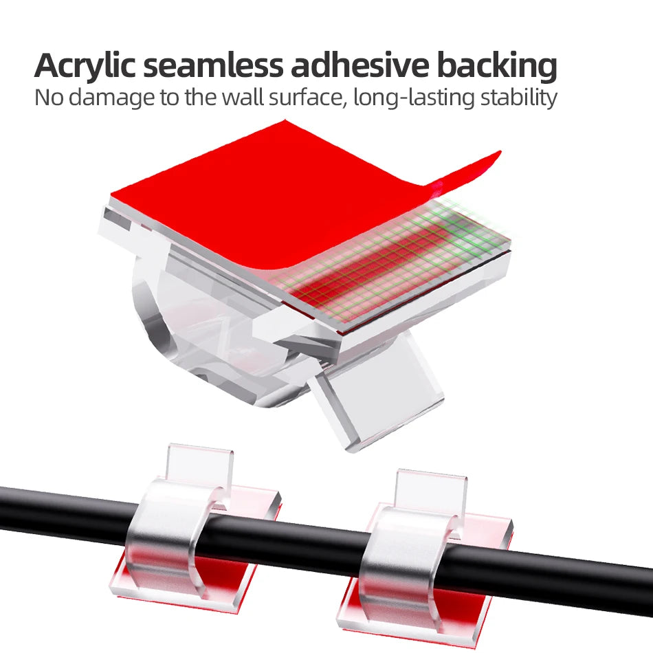 50pcs Self Adhesive Outdoor Cable Clips Light Clip Decoration Cord Management  Clamps Cable For Fairy Light Car, Office And Home