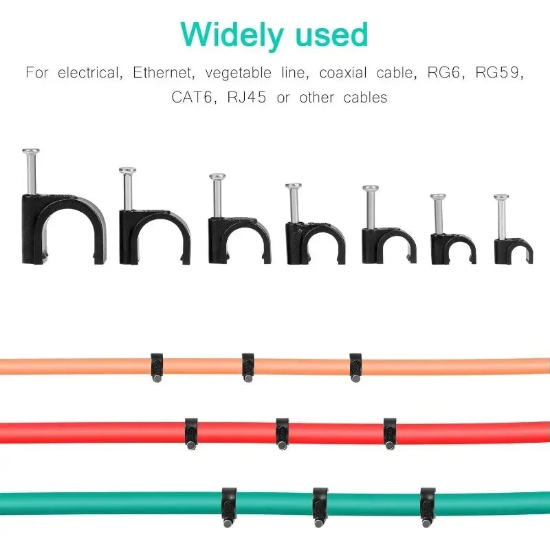 600PCS Cable Wire Clips 4mm to 12mm Electrical Cord Tie Holders for Organizing Cables Plant Climbing and Wall Mounting