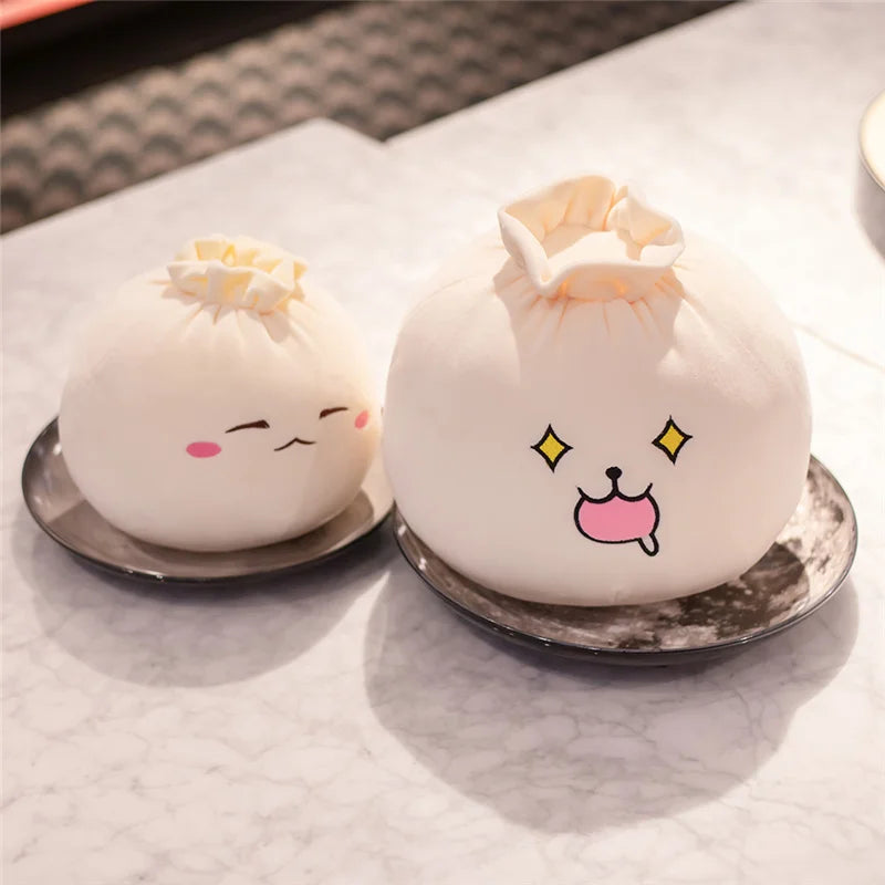 Creative Chinese Bun Shape Plush Toys Stuffed Soft Dumplings Pillow Kawaii Cushion Simulation Food Doll Gift for Kids Home Decor
